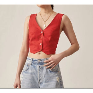 Anthropologie Red Crop Top